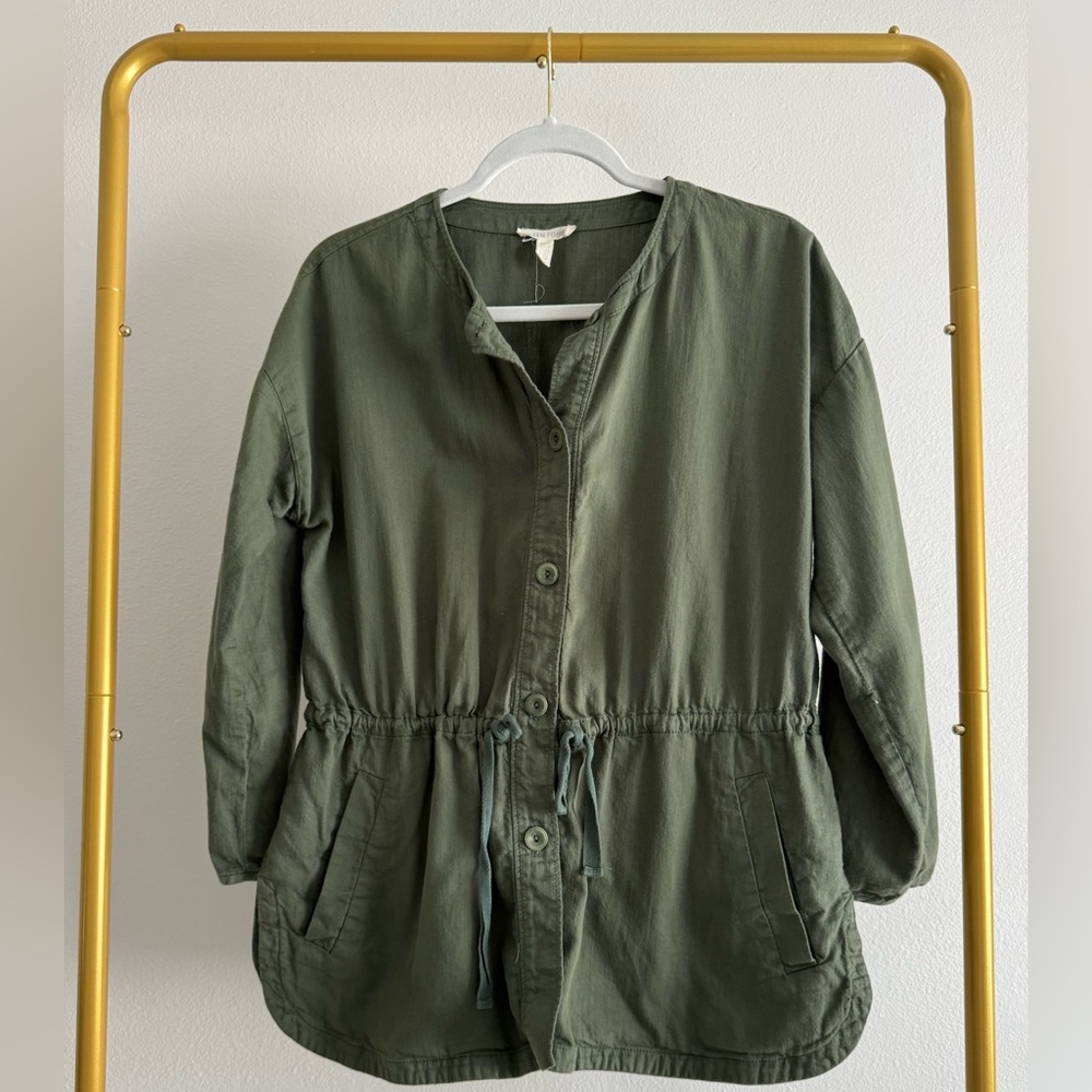 Eileen Fisher Nori Organic Cotton Drawstring Waist Twill Jacket Women’s Sz S
